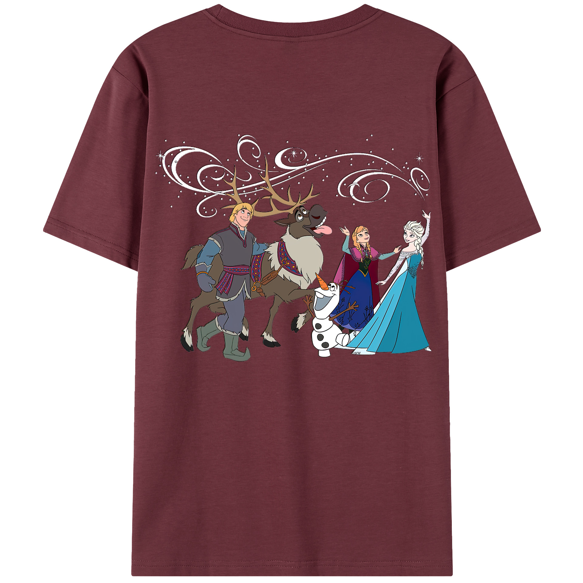 （画像用） アナと雪の女王 アンナ エルサ Frozen Anna Elsa 綿100％半袖Tシャツ（背面プリント）
